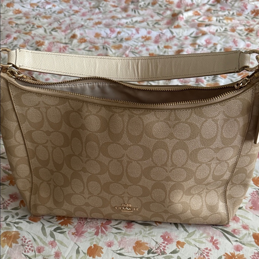 Coach Beige Signature Shoulder Bag